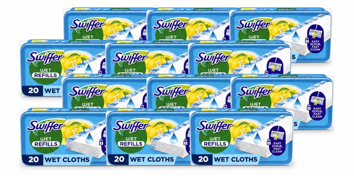 12 x Swiffer - Vloerdoekjes – Citrus Fresh – 20 doekjes - Voordeelverpakking - 12 stuks