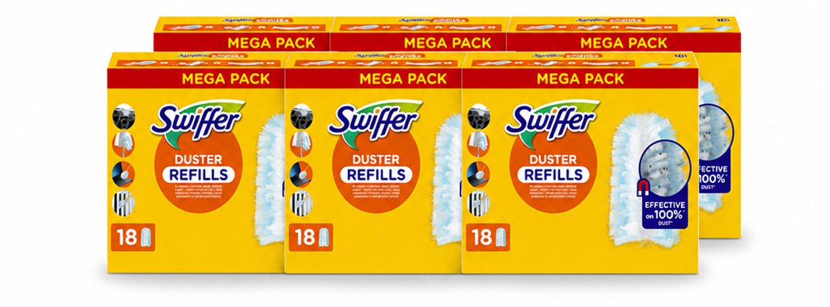 6 x Swiffer - Duster – Voor Stofwisser – 18 navullingen - Voordeelverpakking - 6 stuks