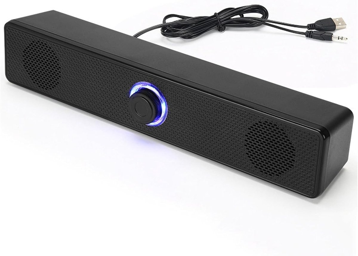 Computerluidsprekers - Zwart - 31,5 x 6 x 5,6 cm - USB-bekabelde Soundbar met HiFi-geluid - Voor Laptop en Tablet