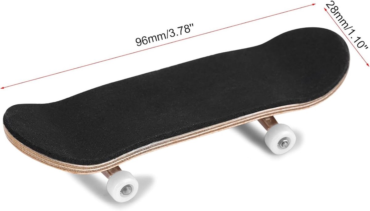 Finger Skateboard Set - Wit - 96 x 28 mm - 5 Lagen Esdoornhout met Doos - Voor Alle Vaardigheidsniveaus