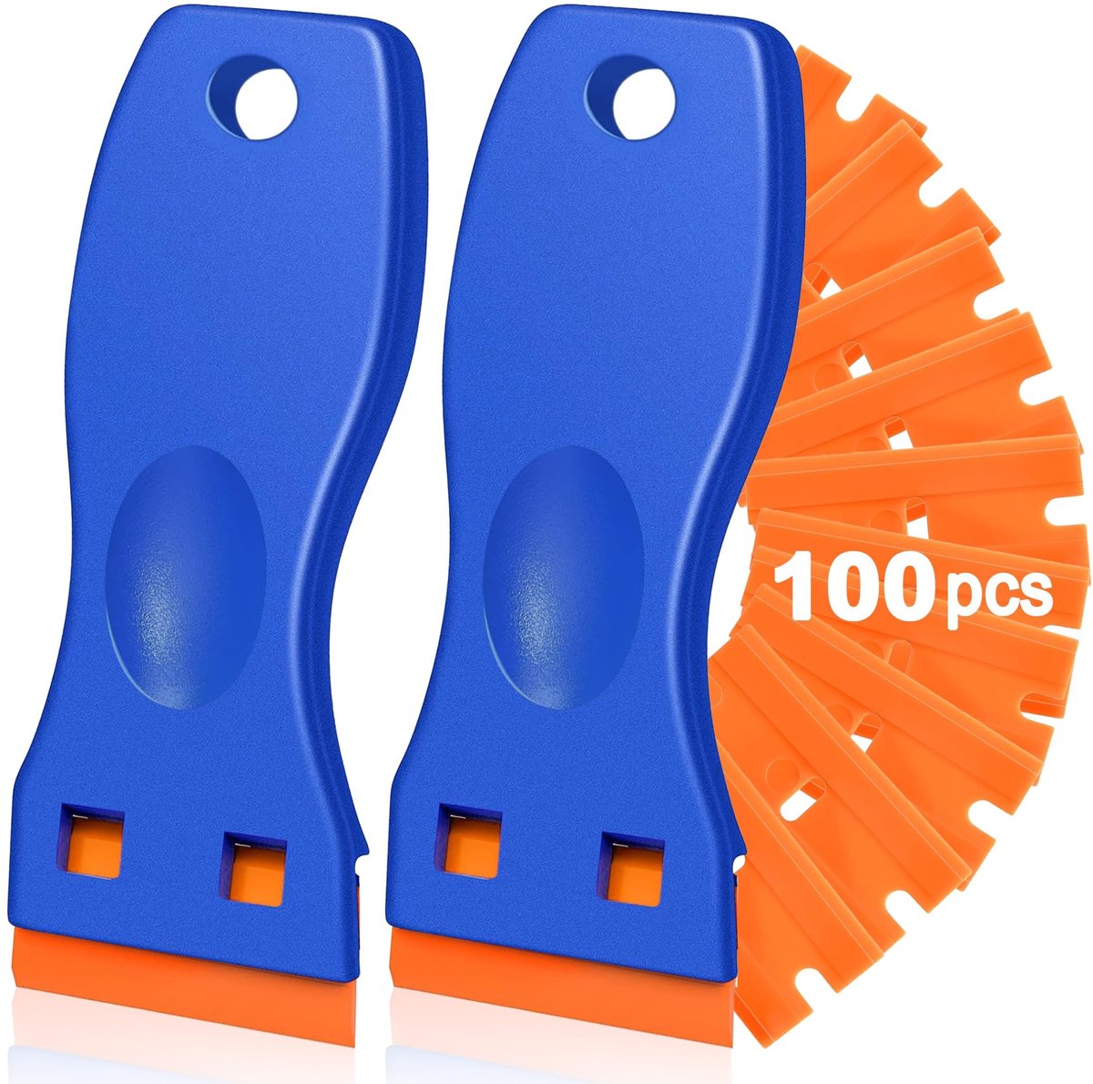 Elzusha - Mini Plastic Scraper Set met 100 Blades - Blauw