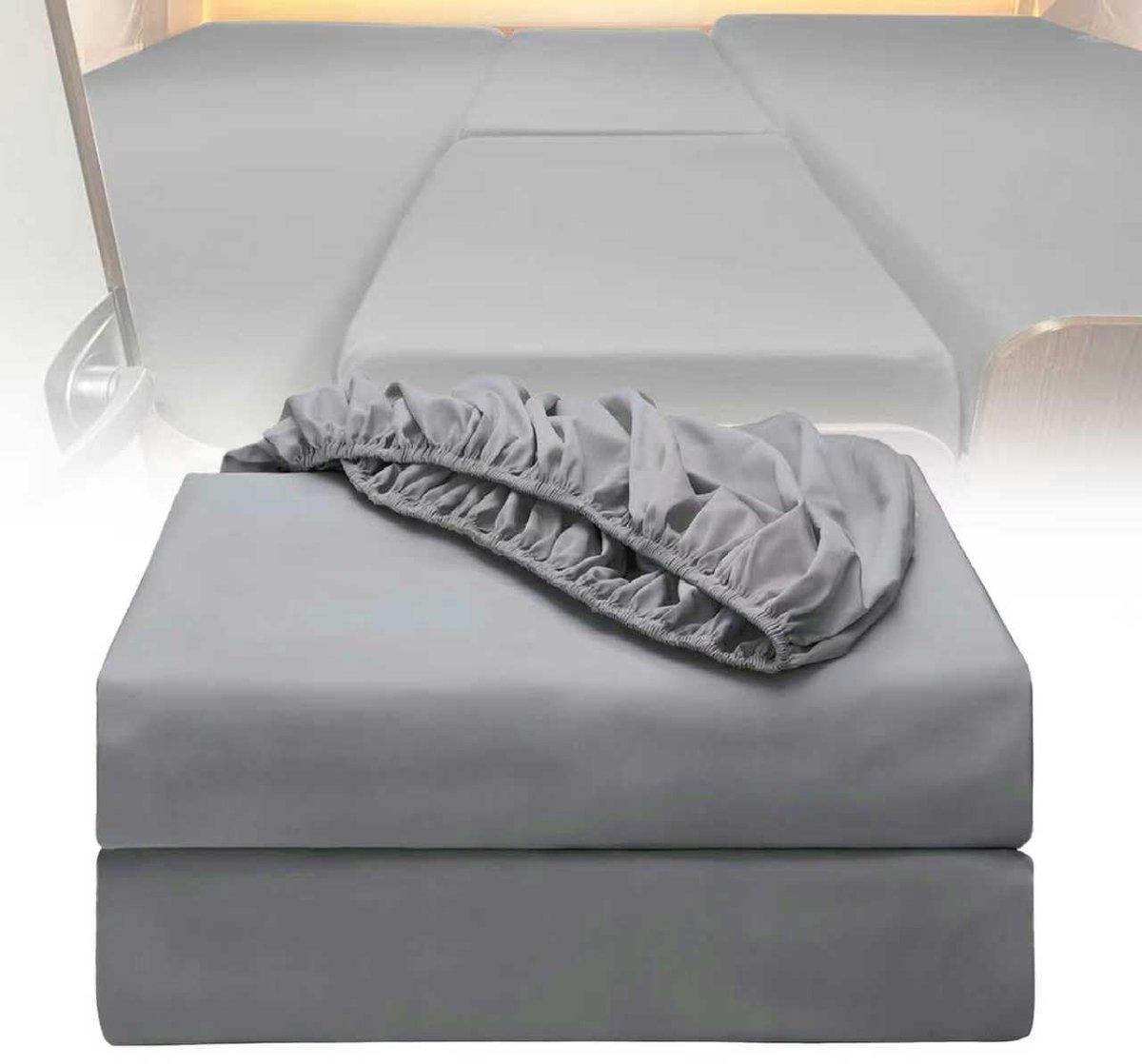 Elzusha - Fitted Sheets Set voor Motorhome - Lichtgrijs - 4 Stuks