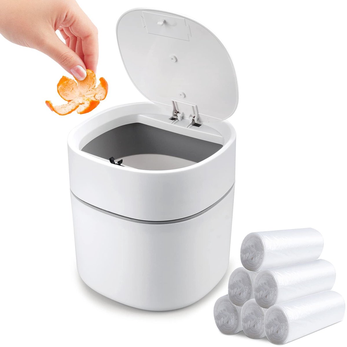 Elzusha - Mini Prullenbak met Deksel - 2L Wit