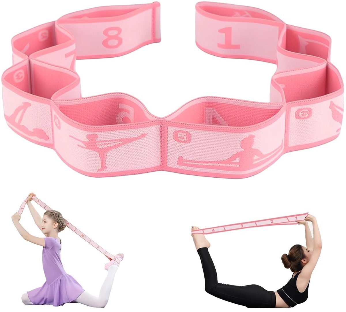 Elzusha - Yoga stretchband met 8 lussen - Hoog elastische gymnastiekband