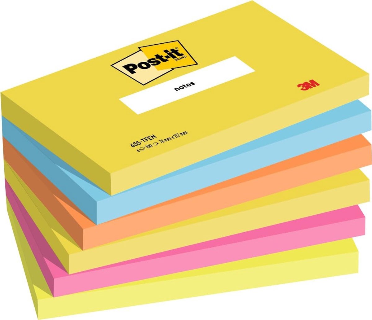 Elzusha - Post-it Notes - 6 Pads in energieke kleuren - 76mm x 127mm