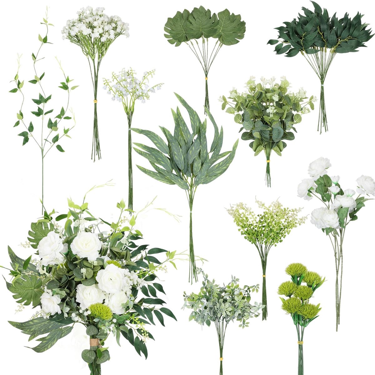 Elzusha - Set van 125 Kunstmatige Eucalyptus Stelen voor Decoratie