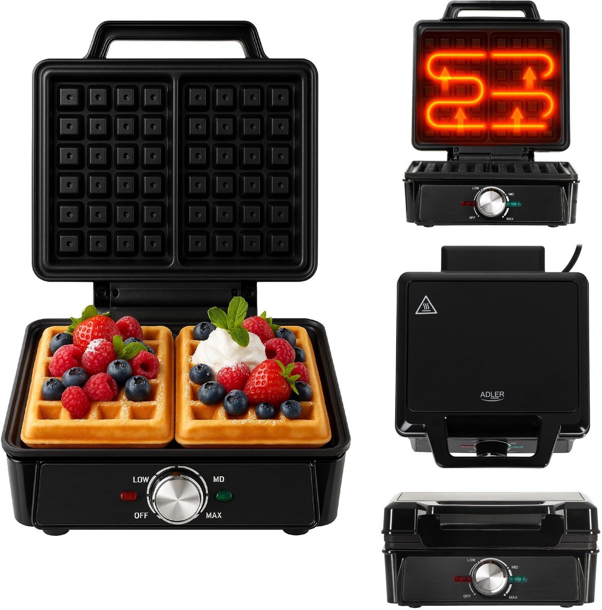 Elzusha - Dubbele Wafelijzer met Temperatuurregeling en Non-Stick Coating