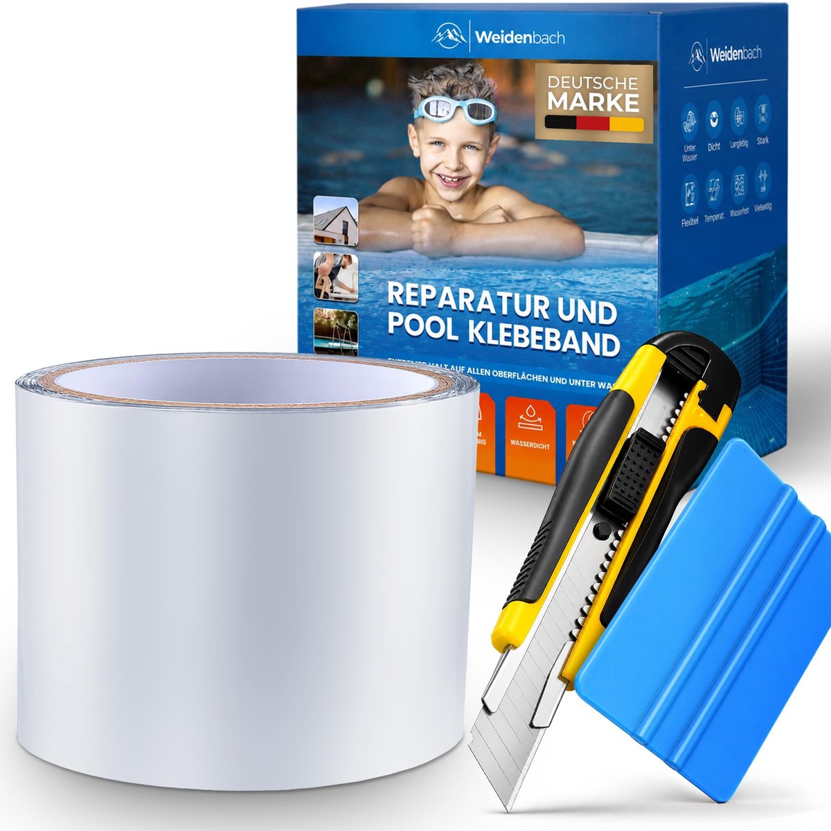 Elzusha - Zwembad Reparatieset - Waterdichte Onderwater Plakband - Transparant 3 cm x 100 cm