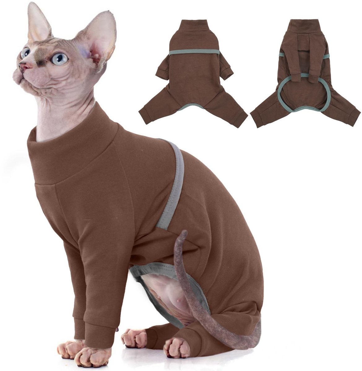 Elzusha - Kleding voor Sphynx Katten - Ademend Katoen Bruin