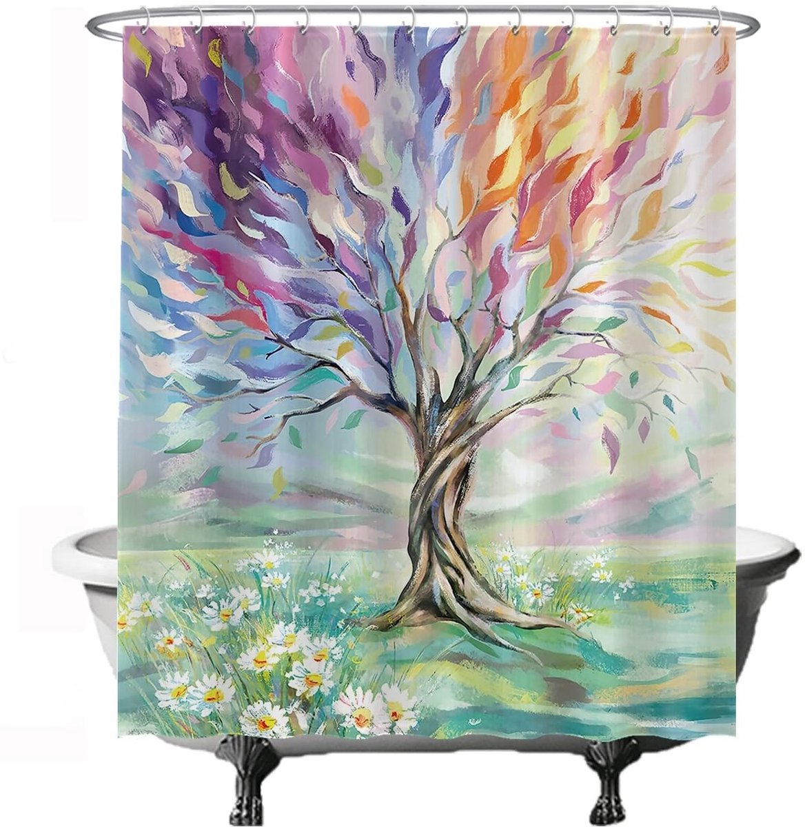 Elzusha - Douchegordijn met Natuurlijke Boomprint 180 x 200 cm