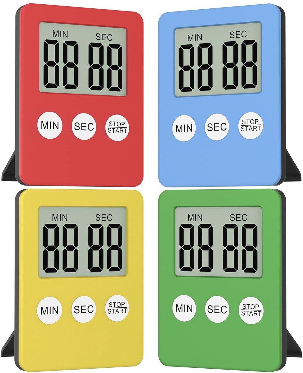 Elzusha - Digitale Keuken Timer - 4 Stuks in Kleurrijke Variaties