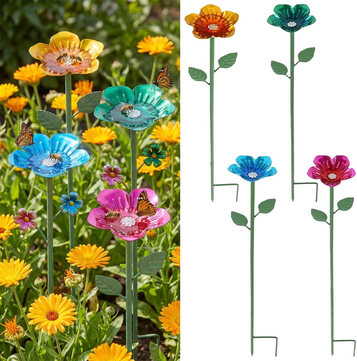 Elzusha - Set van 4 Metalen Bijenbaden voor Tuin
