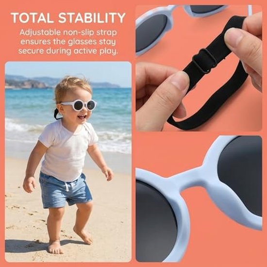 Elzusha - Zonnebril voor baby's - UV400 Bescherming - Roze Bruin — afbeelding 3