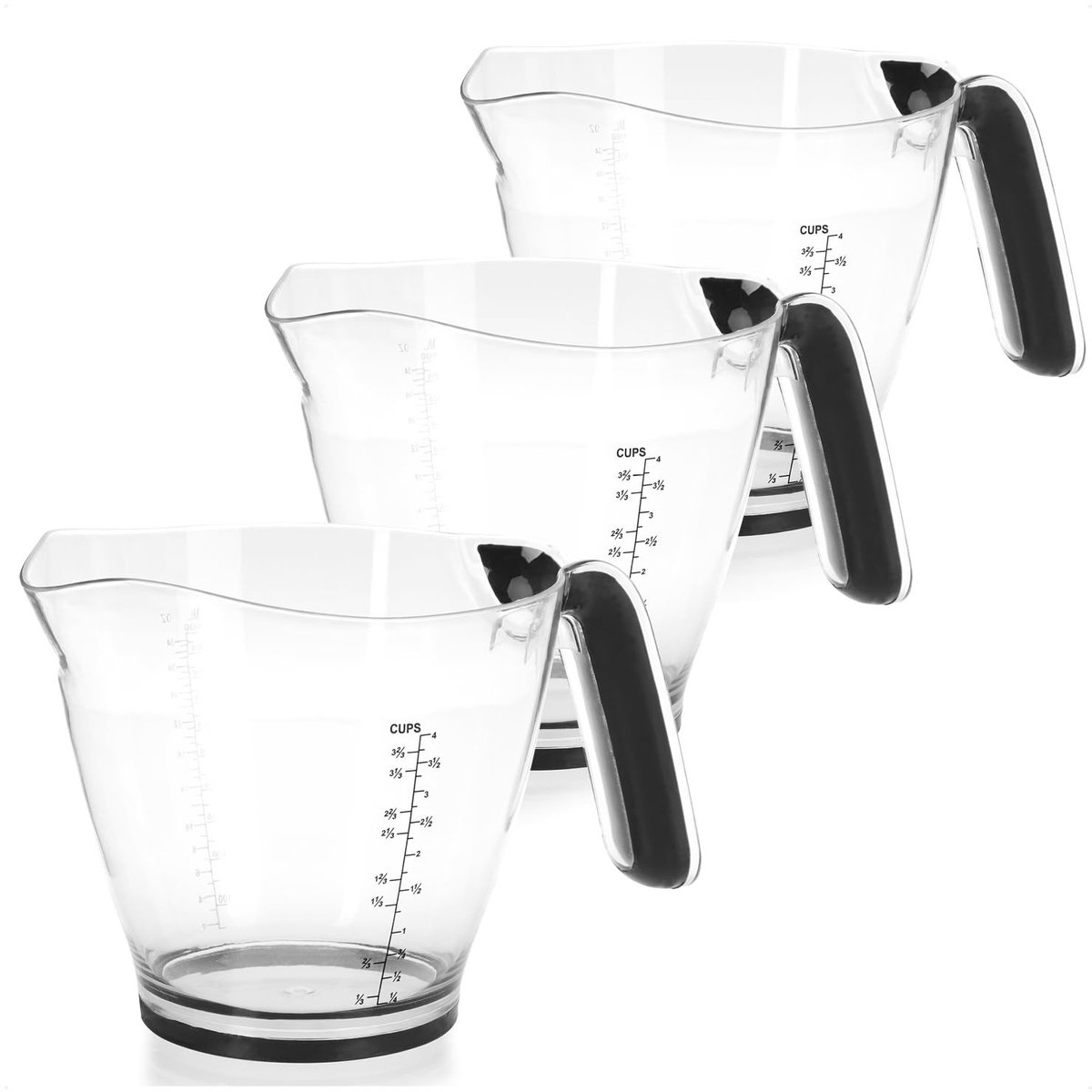 Elzusha - Set van 3 Maatbekers - Kunststof, 1 Liter per stuk
