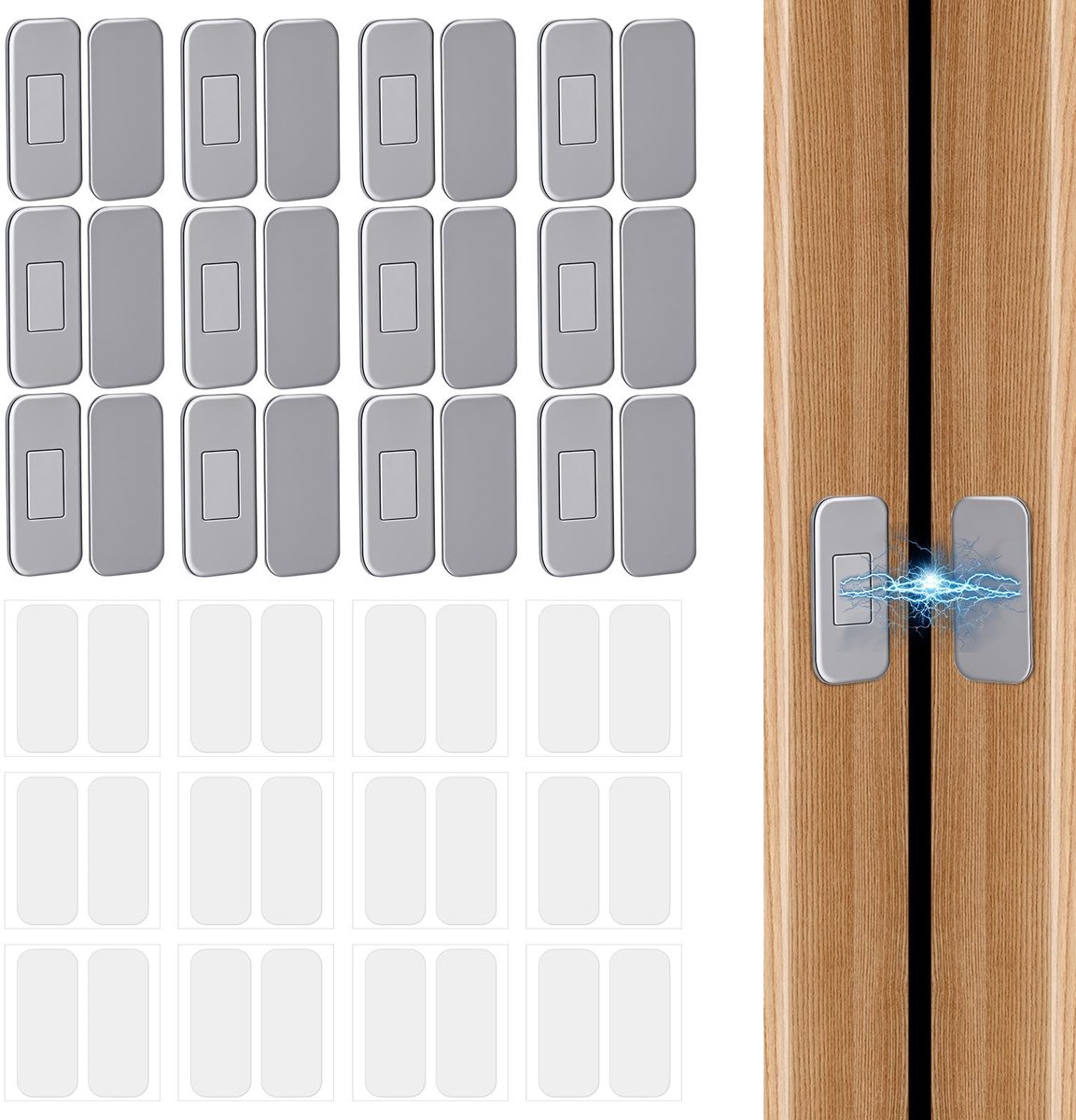 Elzusha - 12 Sets Magnetische Kastdeursloten, RVS Zelfklevend