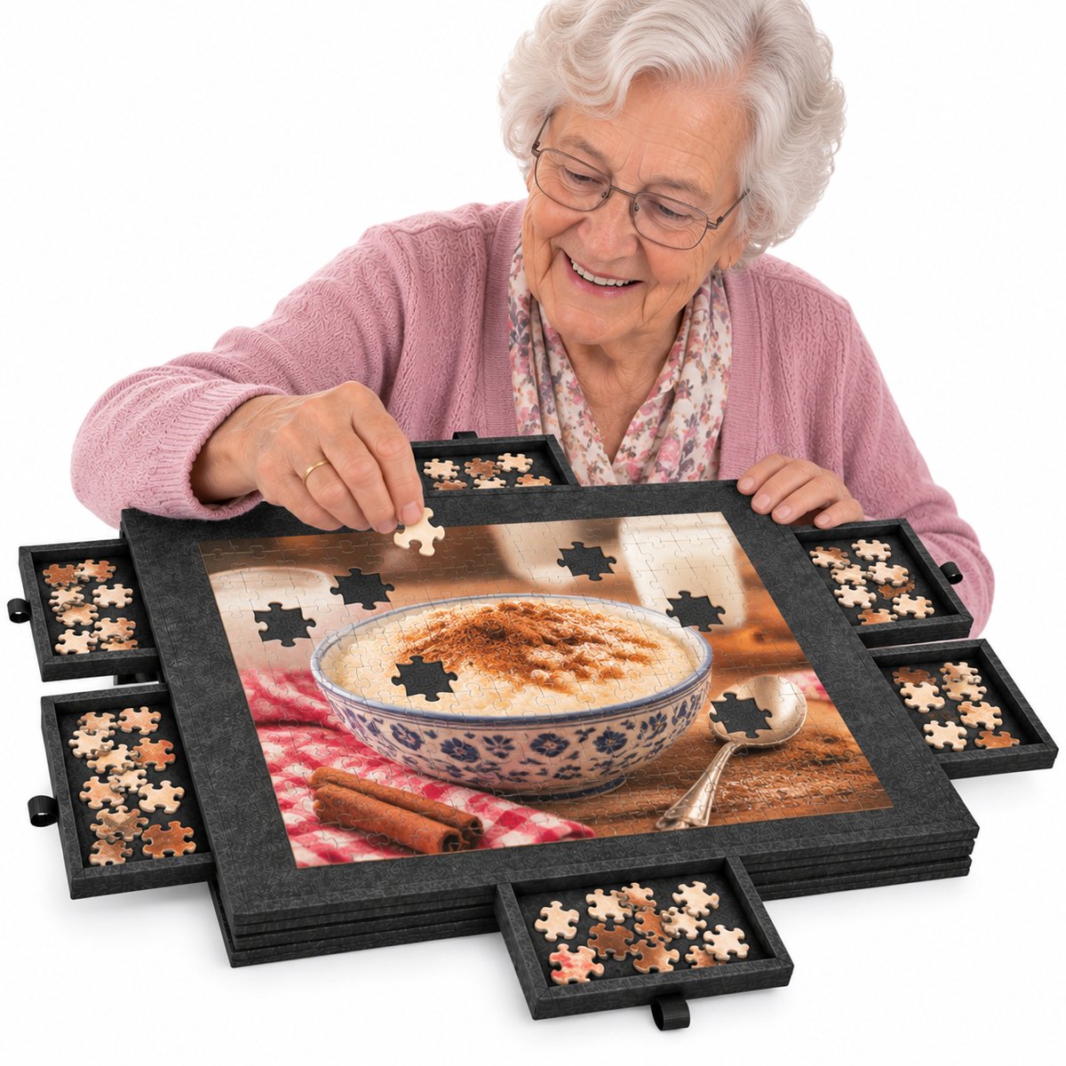 Currero Puzzeltafel Met Lades 1000 Stukjes - Puzzelbord - Puzzelmat - Opbergsysteem - Vilt - Met Deksel - Legpuzzel Accessoires - 1000 Pcs