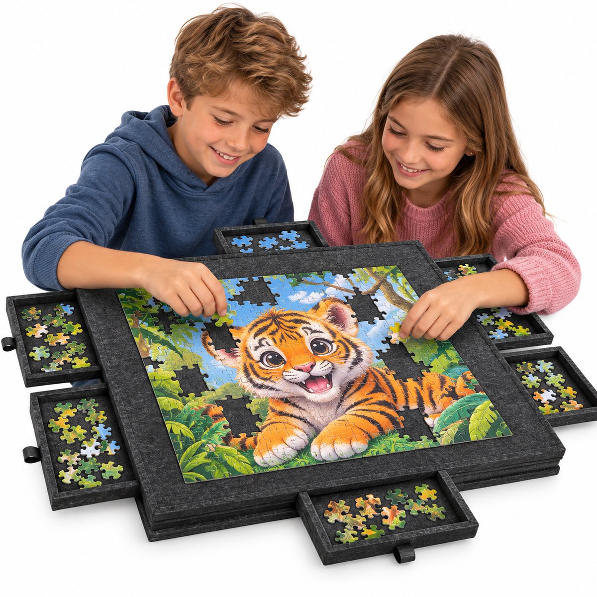 Currero Puzzeltafel Met Lades 1000 Stukjes - Puzzelbord - Puzzelmat - Opbergsysteem - Vilt - Met Deksel - Legpuzzel Accessoires