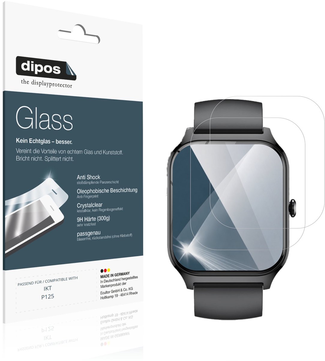 dipos – 2x Pantserfolie geschikt voor IKT P125 | 9H Screenprotector