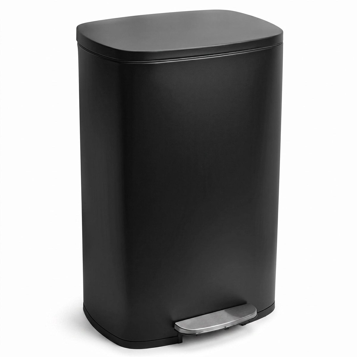 TEMVO Prullenbak 50L - Pedaalemmer met Soft Close - Matzwart - Uitneembare Binnenemmer - Stay Open