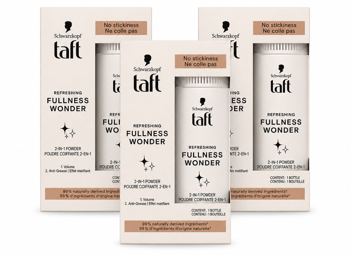 3 x Taft - Refreshing Fullness Wonder - Volumepoeder - Volume & Anti-Grease - 10 gr - Voordeelverpakking - 3 stuks