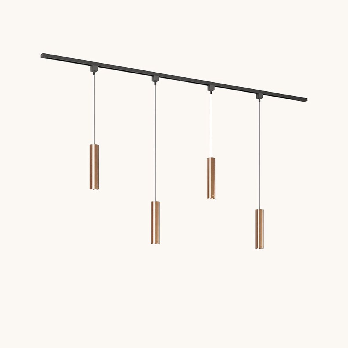 LUSENZ Railverlichting Pakket - Recht - 2x 1 m rail - 4 hanglampen - Incl. 2700K GU10 - IP20 - Modulair - 230V - Belano(M) - Bruin