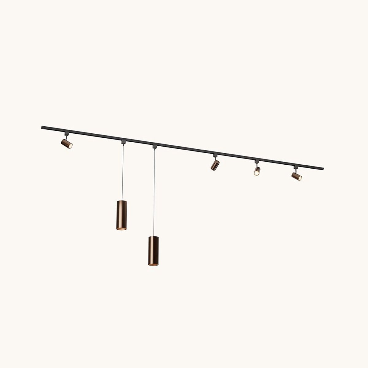 LUSENZ Railverlichting Pakket - Recht - 2x 1,5 m rail - 4 railspots - 2 hanglampen  - Incl. 2700K GU10 - IP20 - Modulair - 230V - Beloria/Belano(L) -