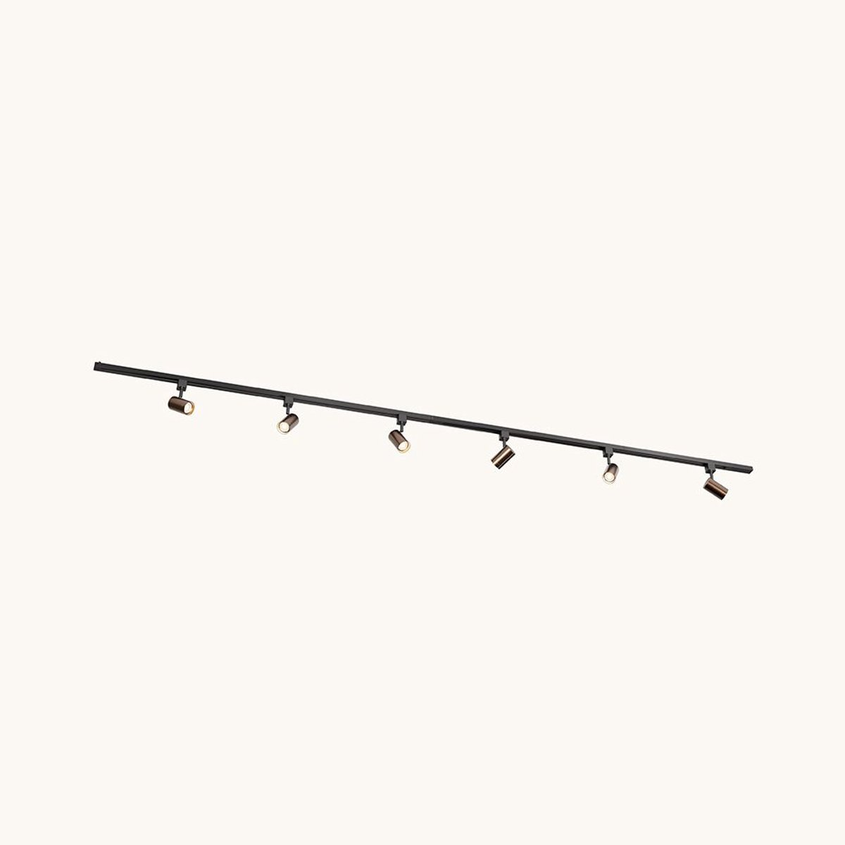 LUSENZ Railverlichting Pakket - Recht - 2x 1,5 m rail - 6 railspots - Brons - Incl. 2700K GU10 - IP20 - Modulair - 230V - Beloria