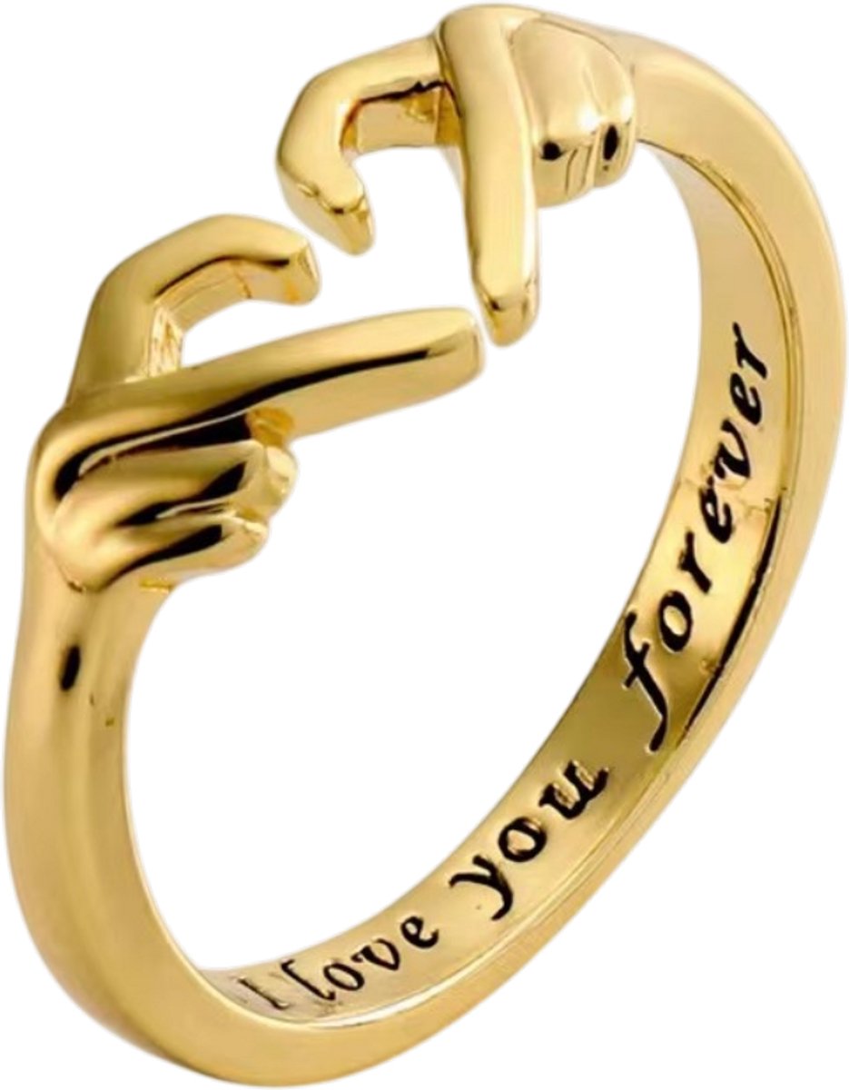 Romantische Ring voor Dames & Heren – Verstelbare Ring voor Koppels, Liefdesring met Symbolisch Ontwerp, Modieuze Accessoire voor Partners & Geliefden, Cadeau voor Bruiloft, Date & Valentijnsdag - Goud