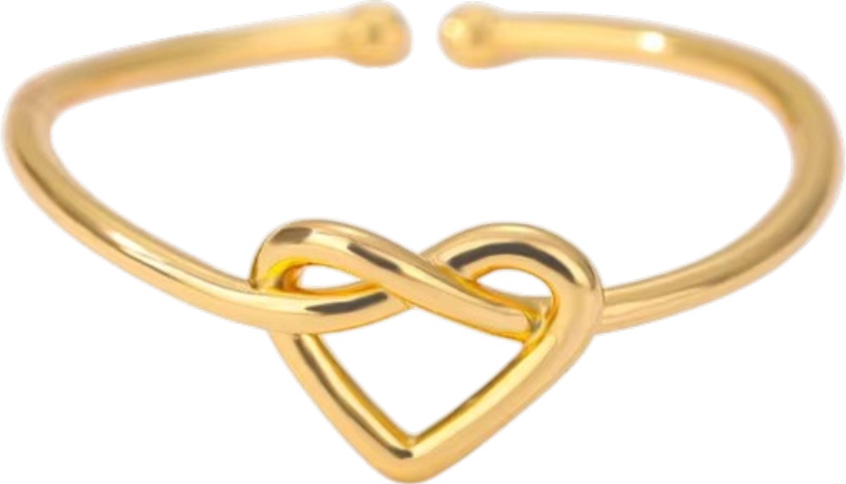 Hartvormige Ringen voor Dames – Trendy Nieuwe Ring met Hartdesign, Elegante Trouwring, Luxe Look, Modieuze Ring voor Vrouwen, Romantische Accessoire voor Bruiloft, Verloving & Speciale Gelegenheden - Goud