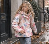 Ducksday - Veste d'hiver - Enfants - Imperméable - Respirante - 3 en 1 - Veste d'hiver - Unisexe - Rose - Floral - Taille 122/128 - 8 ans