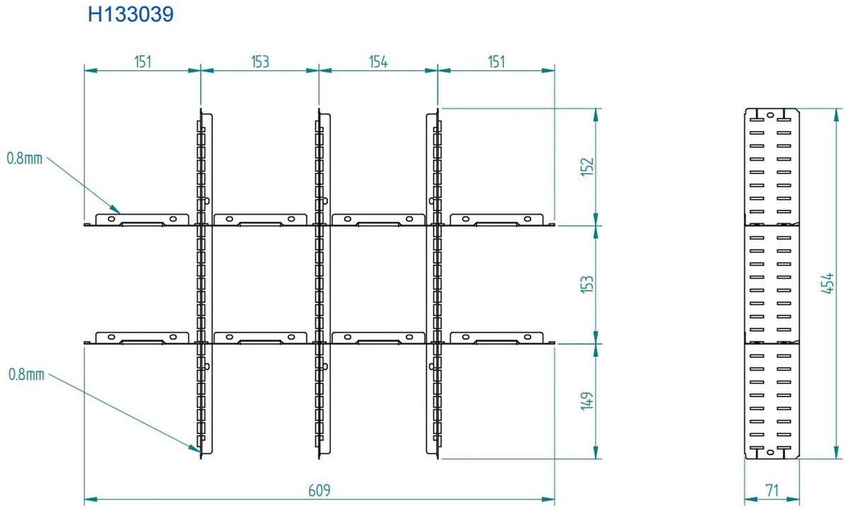 HBM Tussenschot Set 100 mm voor 1 Lade