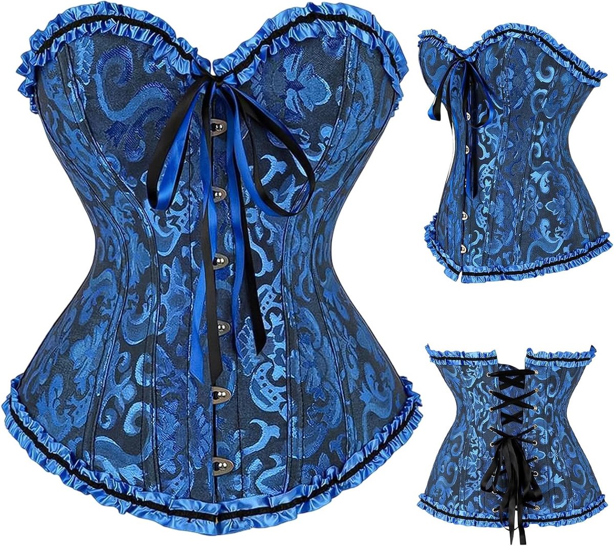 Klassieke Geborduurde Corset Bustier voor Dames - Sexy Steampunk Gothic Top voor Halloween en Carnaval, Perfect voor Rolspel en Feestjes