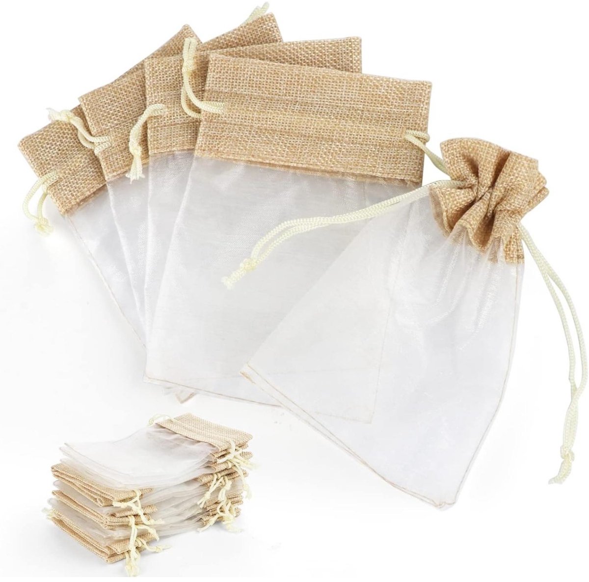 SSTRWGOOD 30 Stuks Sieradenverpakkingen - Organza Zakjes met Kordel - 10x15cm - Nylon Materiaal - Geschikt voor Feest en Party Cadeau Verpakking - Complete Set voor Juwelen en Accessoires