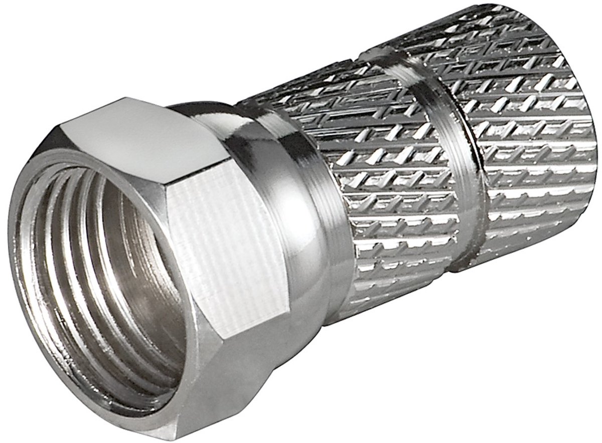 Goobay F-connector met schroefbevestiging 6,5 mm, adapter van zink met schroefdraad en nikkelcontacten
