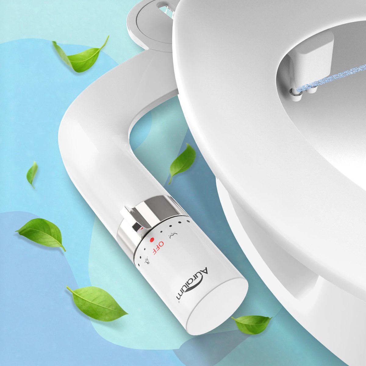 Auralum Max Luxe Ultra Slim Bidet Opzetstuk voor Toiletbril - Met 2 sproeikoppen - Verstelbare Waterdruk - Eenvoudig te Installeren - Intieme Verzorgin - RVS Aansluiting - Wit