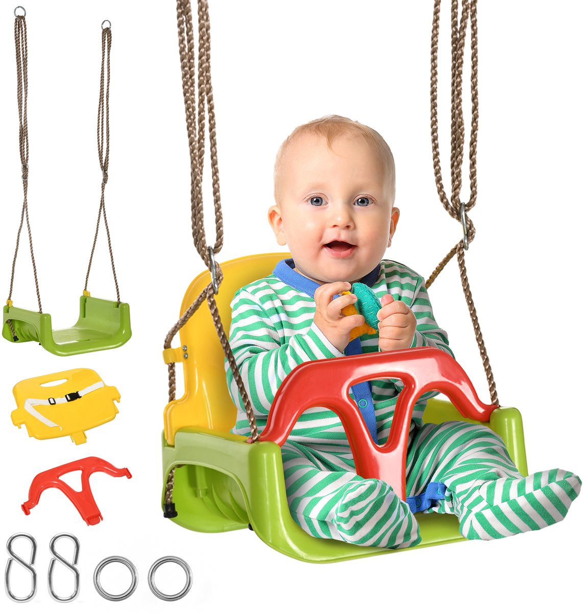 Outsunny Kinderschommel - PP - 42x33x180cm - Groen
