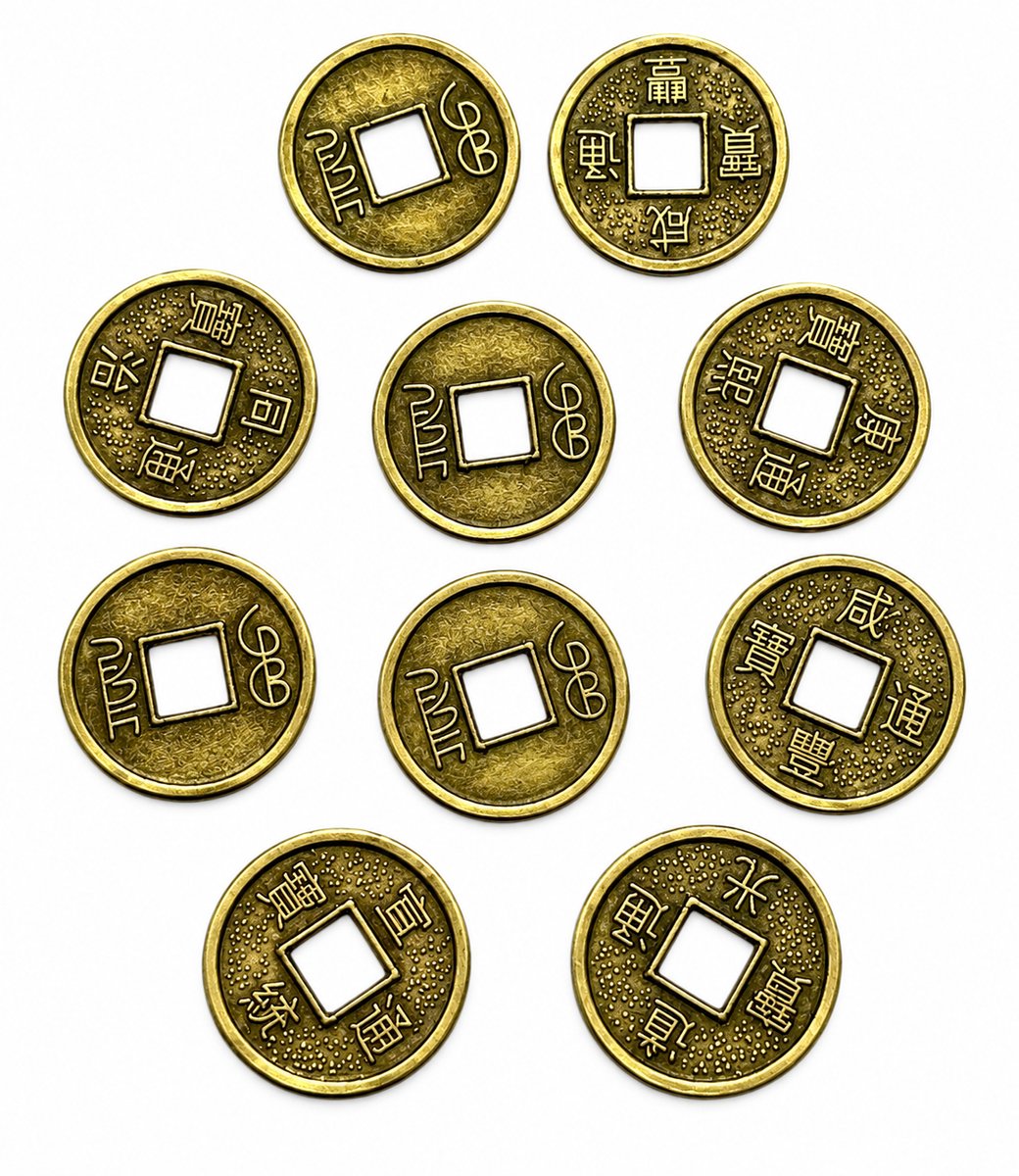 Geluksmunten - 10 stuks - Geluk - Chinese munt - Geluksmunt - Gift