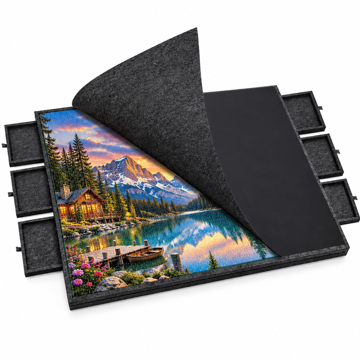 Currero Puzzeltafel Met Lades 1000 Stukjes - Puzzelbord - Puzzelmat - Opbergsysteem - Vilt - Met Deksel - Legpuzzel Accessoires - 2000 Pcs
