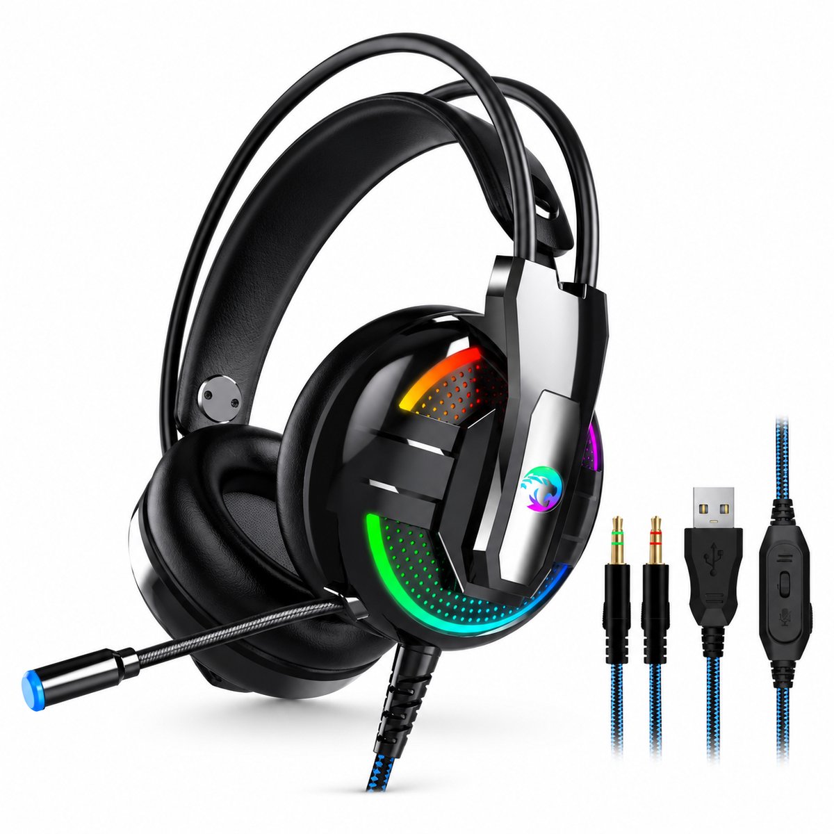 Elementkey NovaStrike H50 RGB Gaming Headset – 50mm Drivers – Microfoon – 3,5mm AUX – PC, PS4, PS5, Xbox & Switch