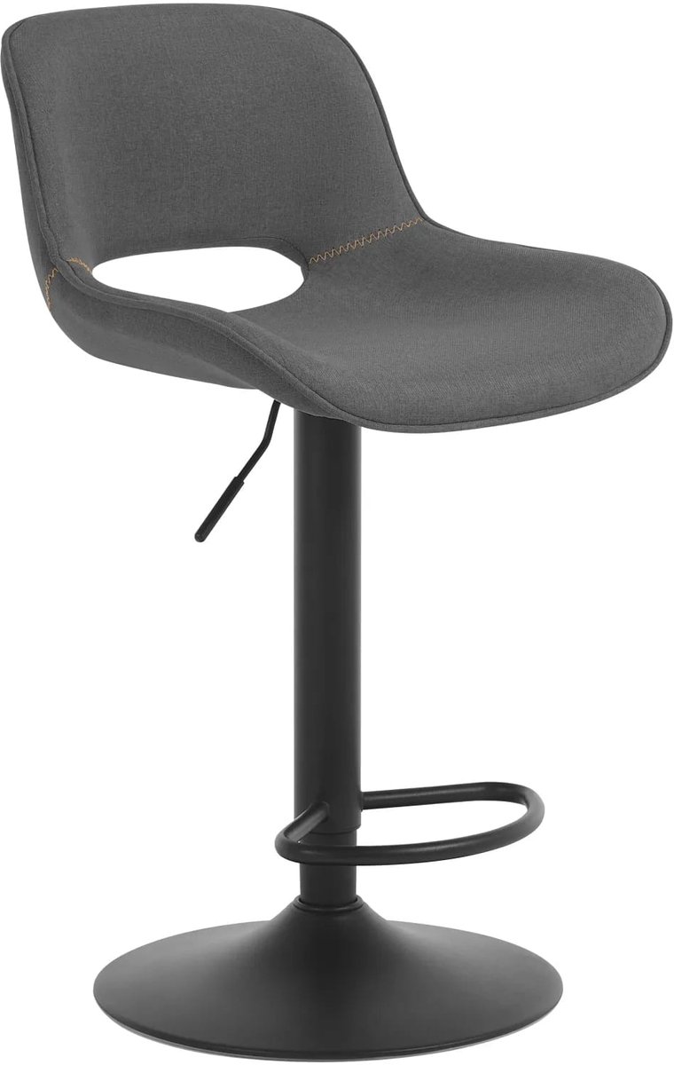 Klarven Barkruk Linnen Grijs - Barkrukken met Rugleuning - Barkrukken Set van 2 - Barkrukken - Bar Stool - Hoogte Verstelbaar, Draaibaar - Ergonomisch, Belastbaar tot 150kg - B49xd49xh106cm