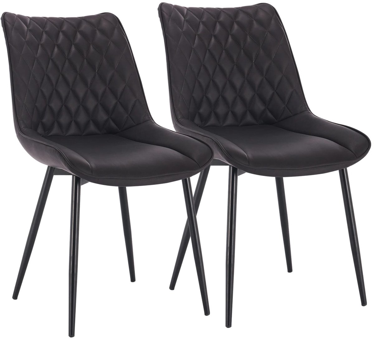 Klarven Eetkamerstoel stuks Leer antraciet - Eetkamerstoelen - Leren Eetkamerstoel - Eetkamerstoelen Set Van 2 - Kunstleer - Ergonomische Rugleuning - Stevig En Comfortabel Zitcomfort - Zithoogte 46,5cm