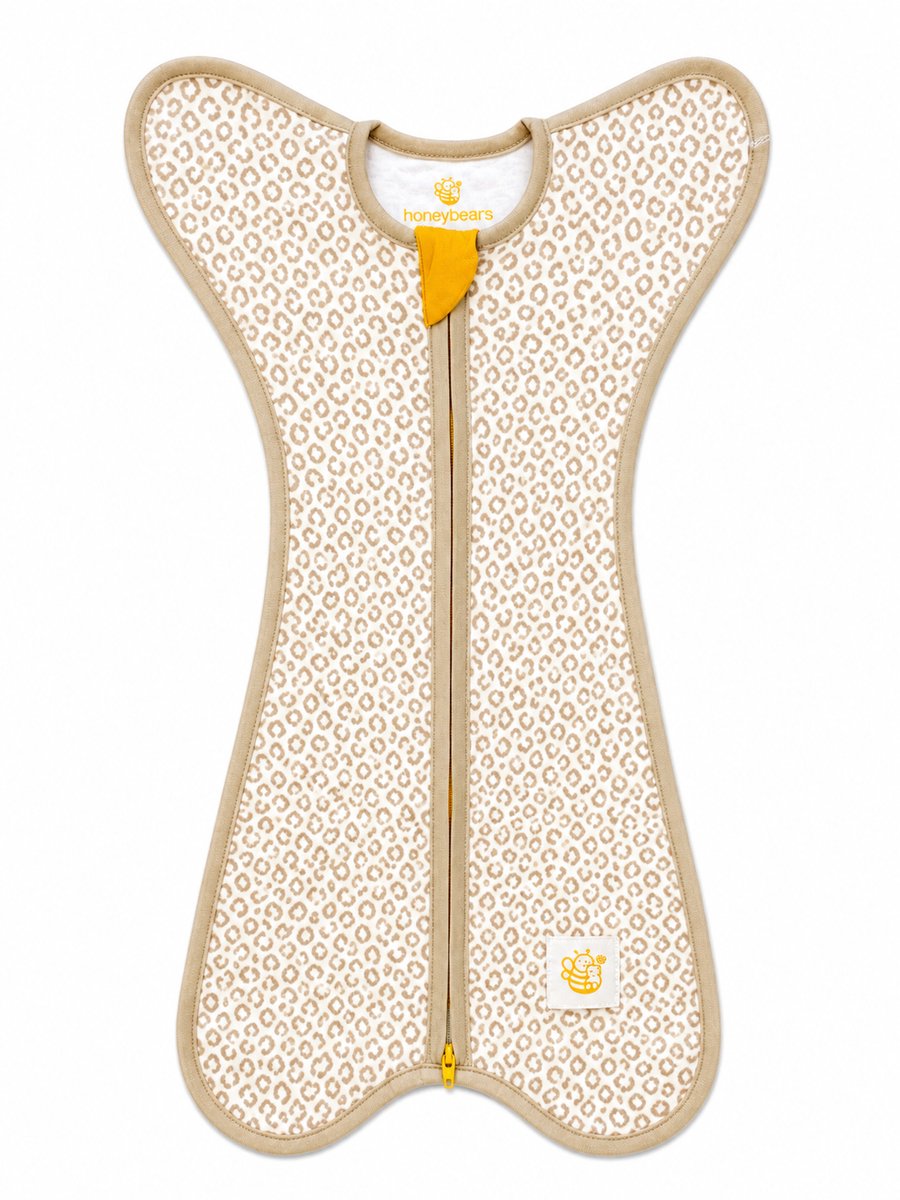 Honeybears Inbakerslaapzak – Slaapzak baby – Inbakerdoek baby – Swaddle - Inbakerslaapzakje - Inbakeren - Panterprint – 3-6 maanden – 68 cm - TOG 0.5