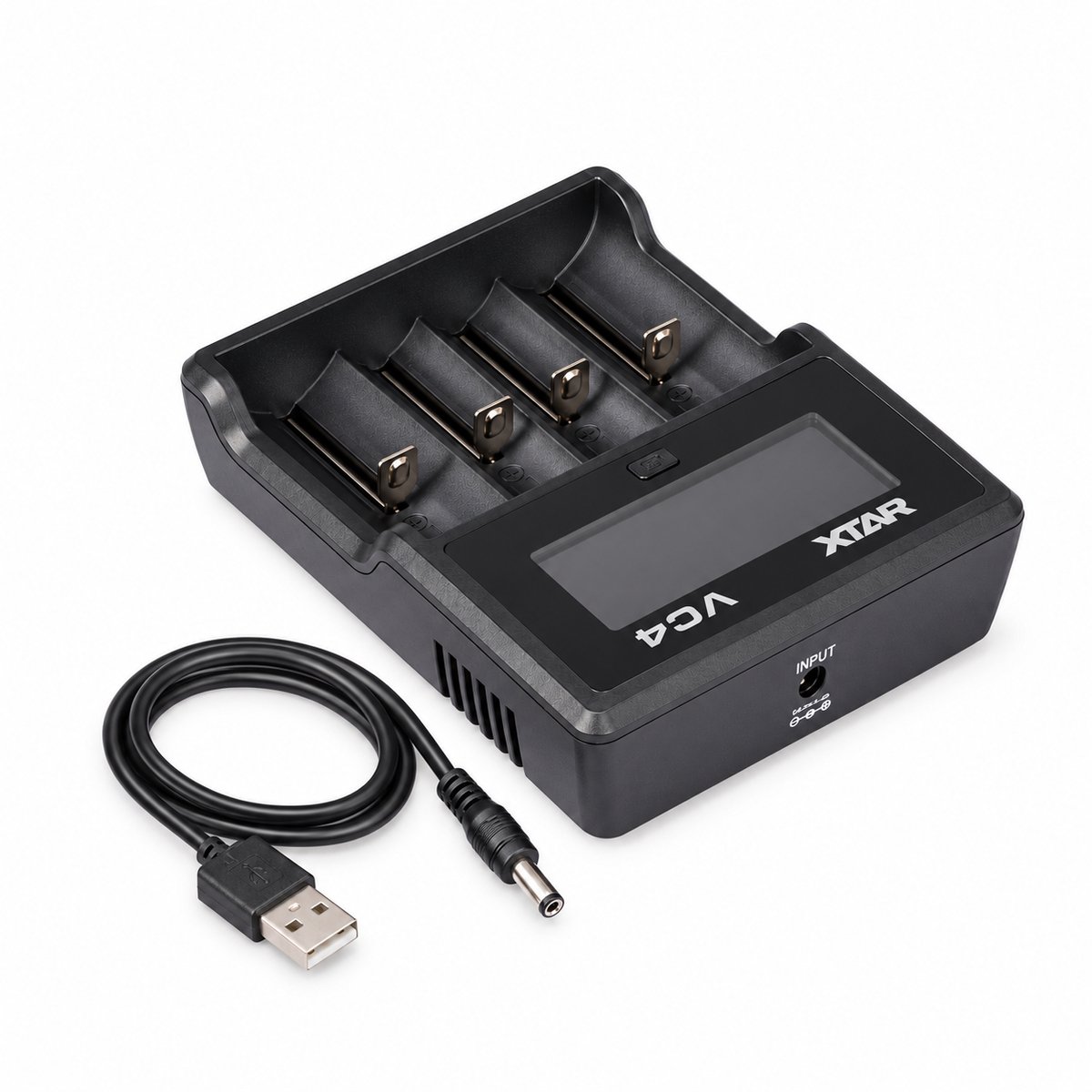 DrPhone CellCharge – Universele Batterijlader met LCD – 4 Slots – Voor AA, AAA, C, D, 18650 – Li-ion, Ni-MH en Ni-CD