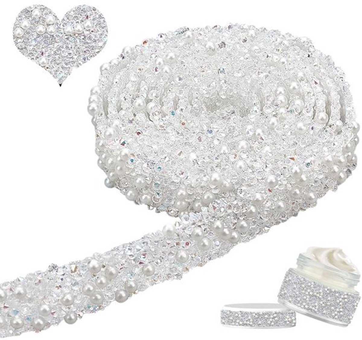NTHProducts - Pearls Rhinestone Ribbon - Zelfklevende Versiering - 4m - Decoratie