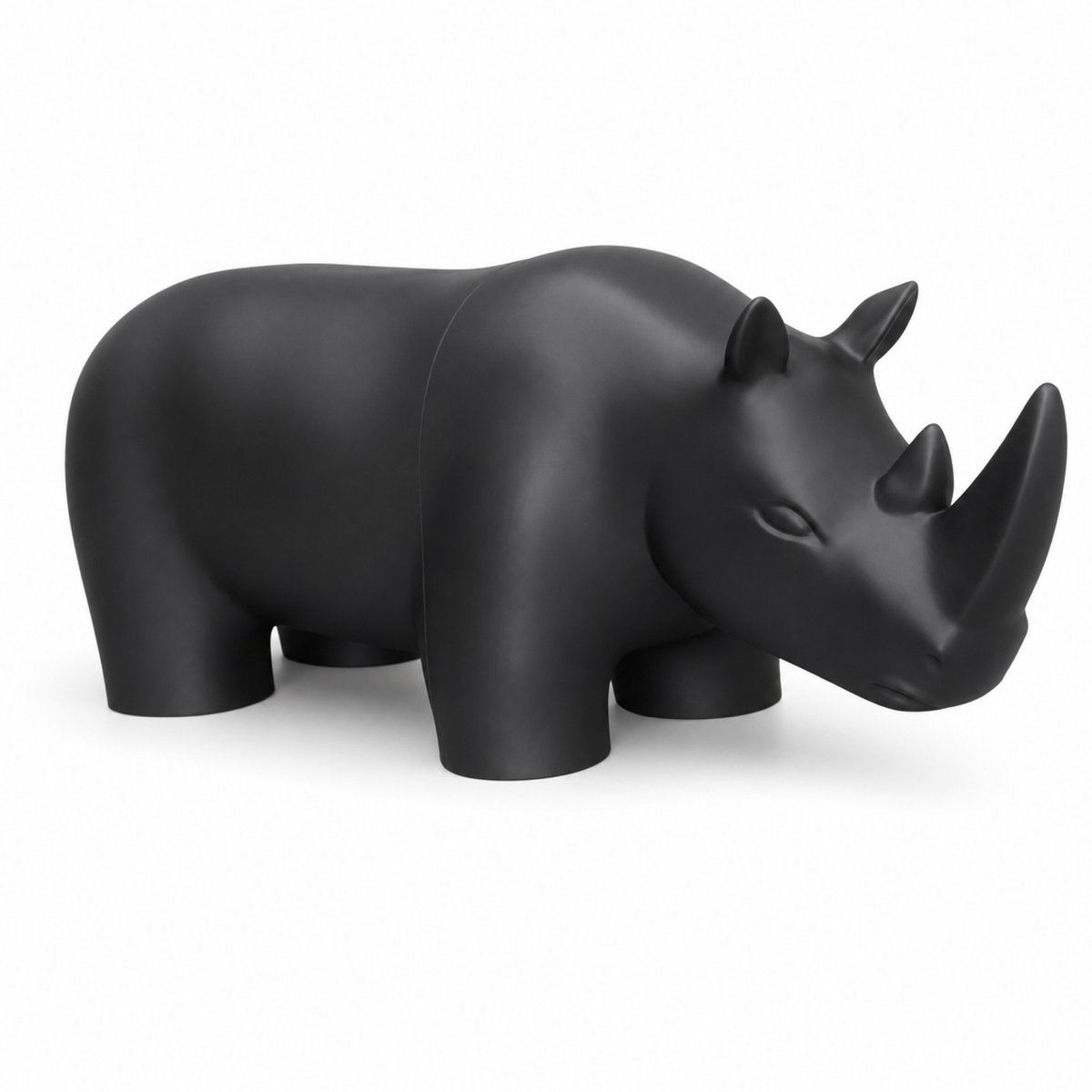 Fiastra Rhino neushoornbeeld - decoratief beeld - Zwart - 60 cm
