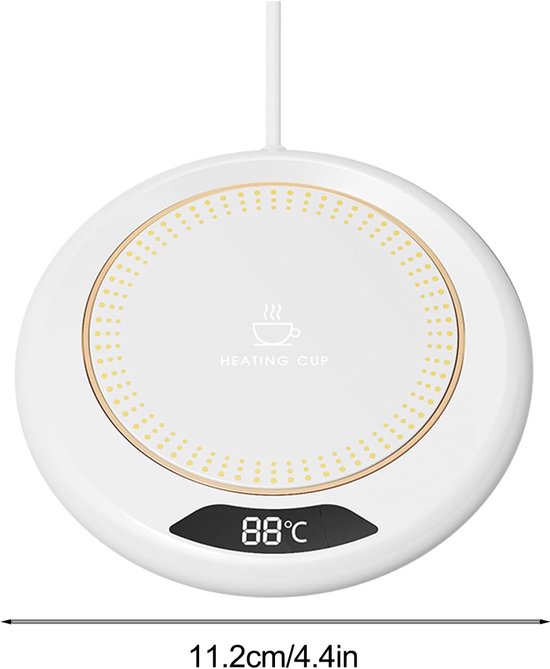 Kopjeswarmer, 3 temperatuurinstellingen, 20W USB slimme kopjeswarmer | Elektrische kopjeswarmer voor thee, melk, keuken, kantoor, thuis, cadeau | Cadeau voor thuis - wit — afbeelding 5