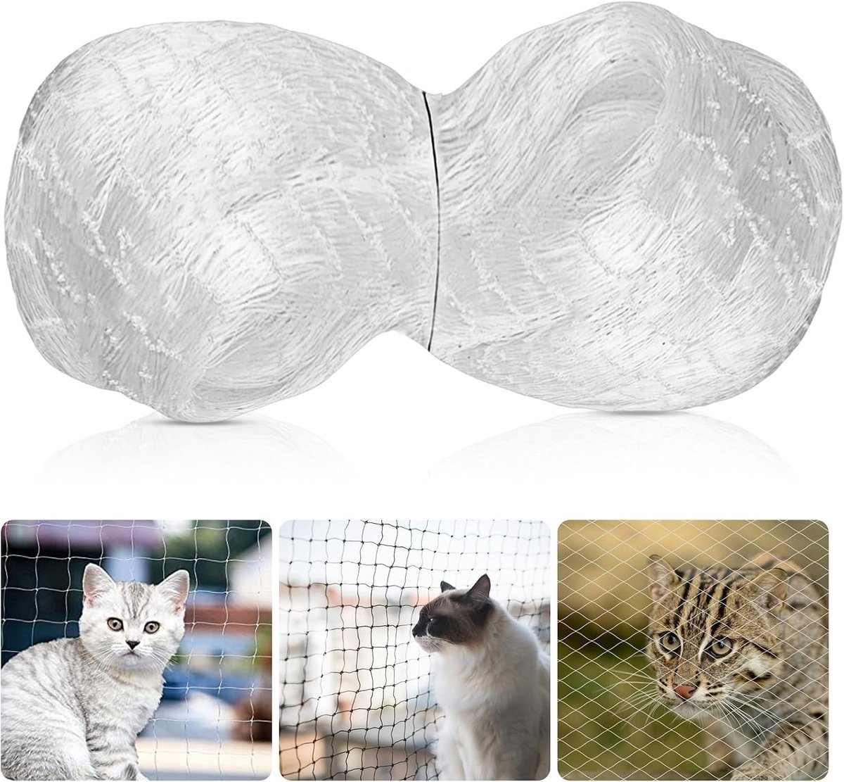 Balkonnet voor katten, 3 x 10 m, 2.5 cm, Robuust en Transparant, Dierenbescherming zonder boren, Veiligheid voor Balkon, Raam en Trap