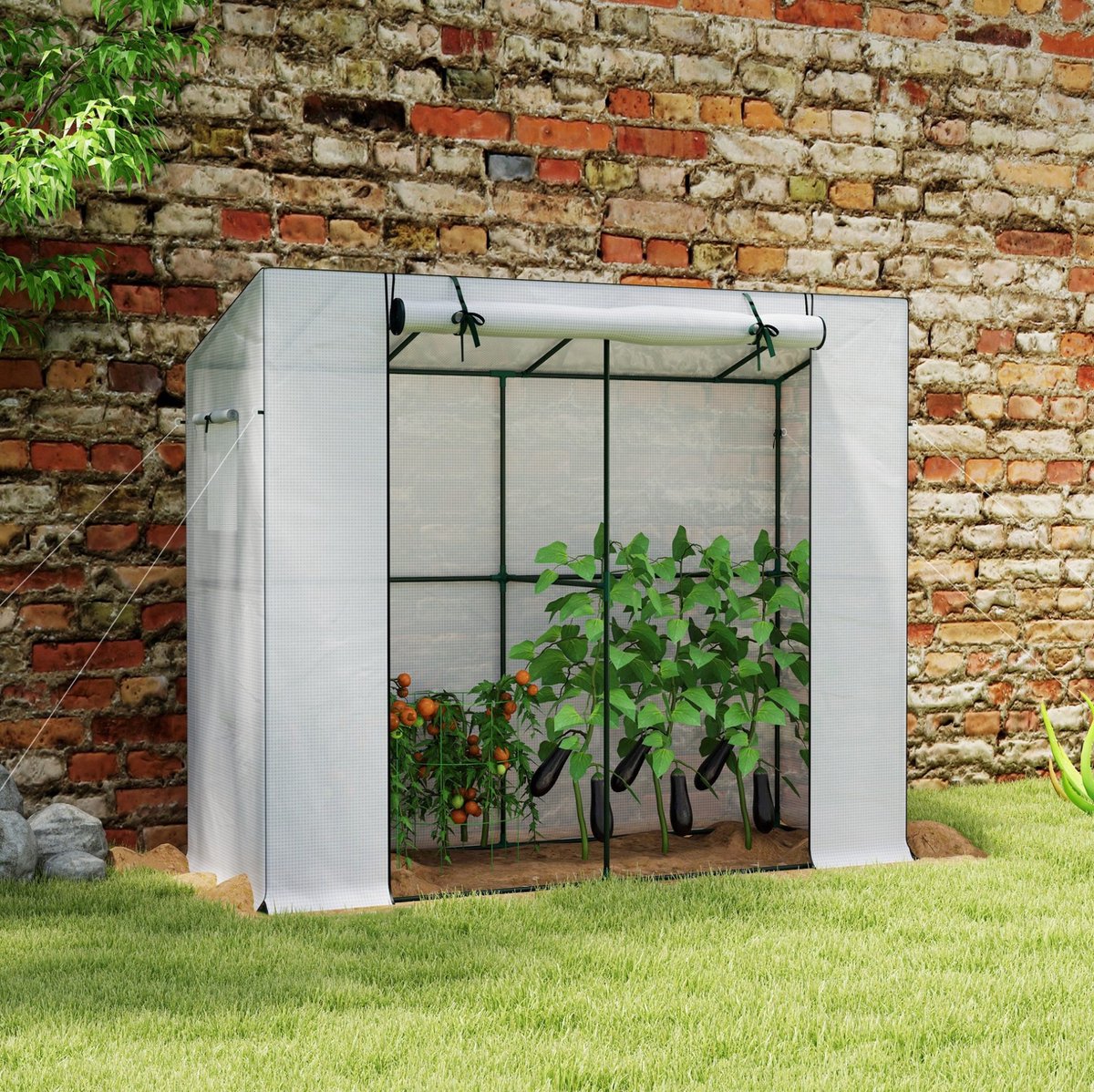 MODFU - Muurkas - Roldeur En Ventilatieramen - Staal - Wit - 200 x 76 x 170 cm