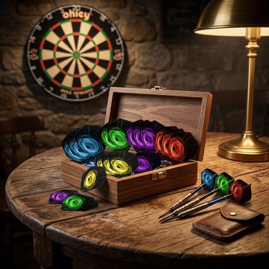 Multicolor dart flights set unisex swirl patroon 15 stuks dart flights flight wings standaard vorm kunststof PET van NUVEX — afbeelding 2