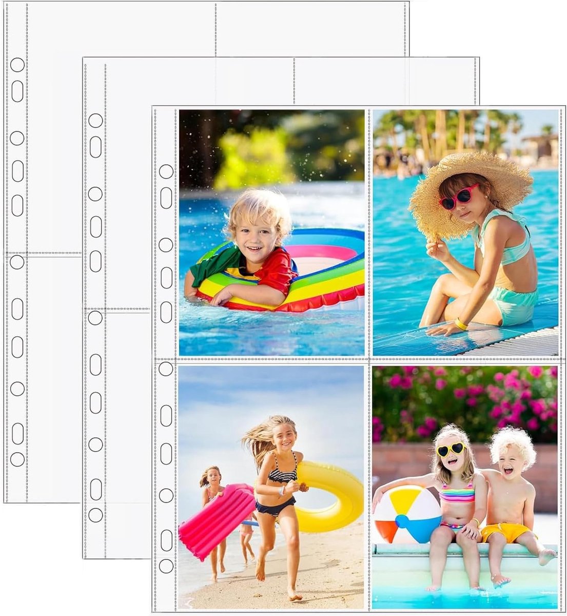 Fotohoezen A4 - Transparant - 105 x 155 mm - Gedeelde Fotohoezen met 4 Vakken - Voor Ansichten en Foto's